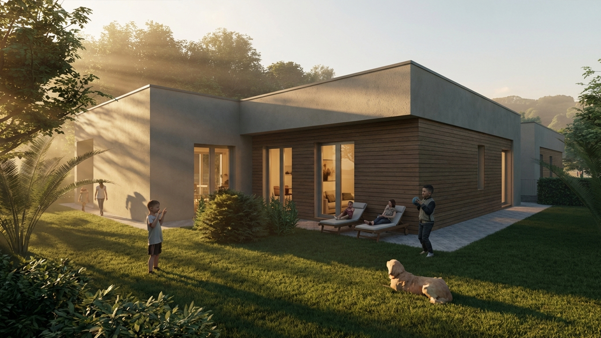 Villa al tramonto con giardino